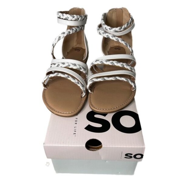 SO Loganberry Girl's Gladiator Sandals White/Silver Size 4 New in Box! - Picture 4 of 7